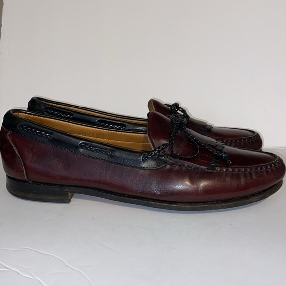 Allen Edmonds Cardamon and Black Woodstock Kiltie Leather Loafers - Picture 4 of 10